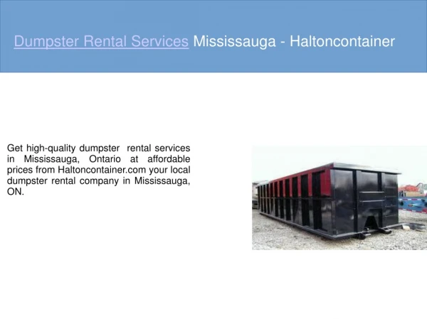 Mississauga Dumpster Rental Service