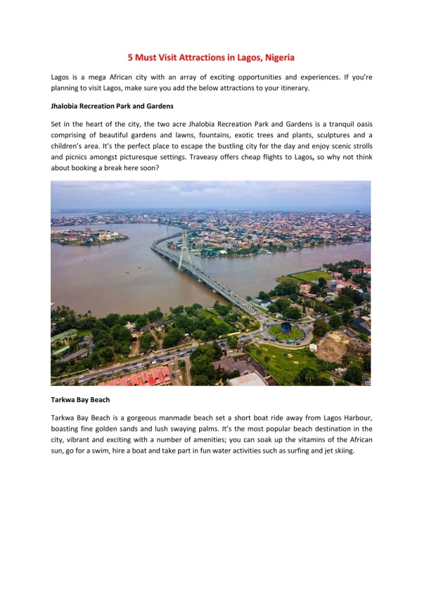 5 Must Visit Attractions in Lagos, Nigeria