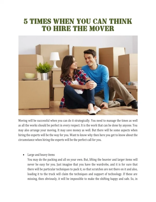 5 times when you can think to hire the mover