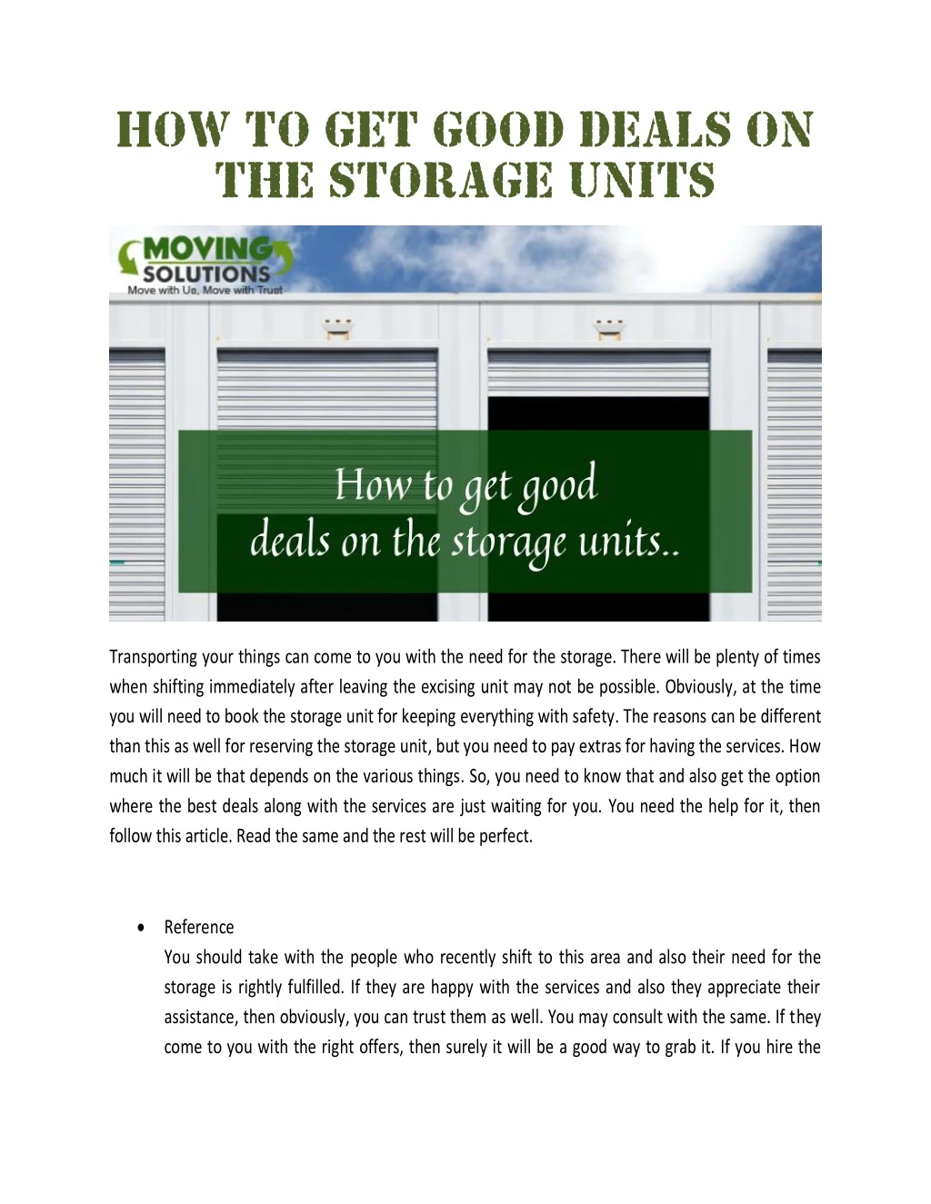 how to get good deals on the storage units
