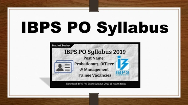 IBPS PO Syllabus 2019 PDF | IBPS CRP PO/ MT - IX New Exam Pattern