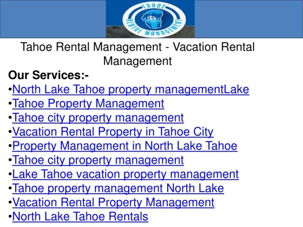 Tahoe city property management