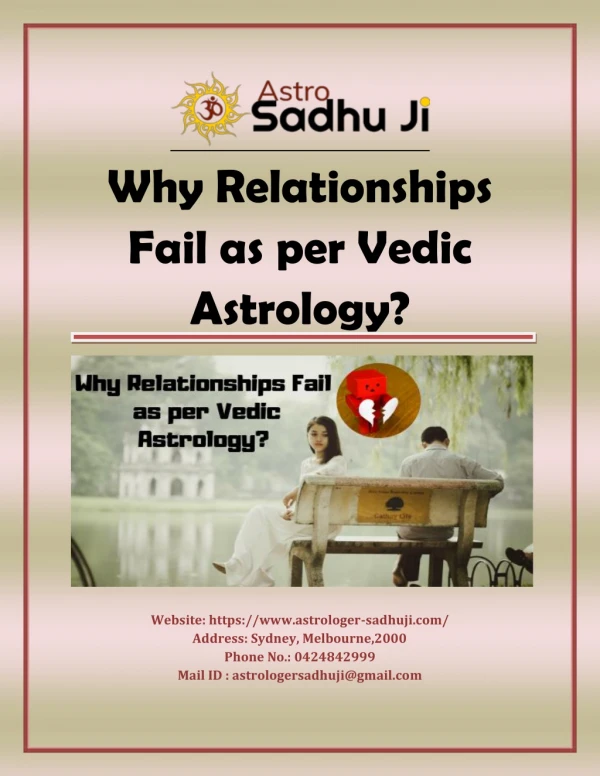 Why Relationships Fail as per Vedic Astrology?