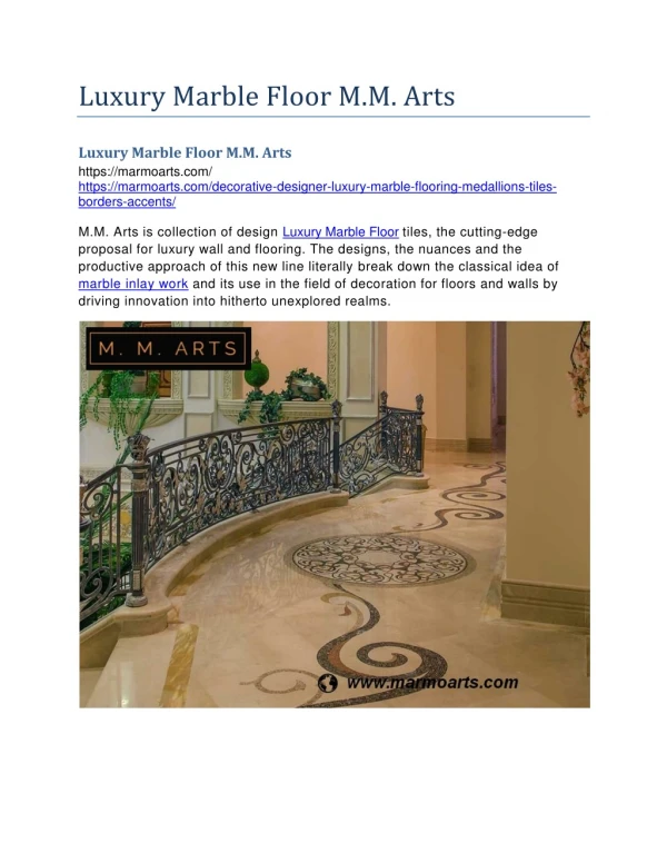 Luxury Marble Floor M.M. Arts
