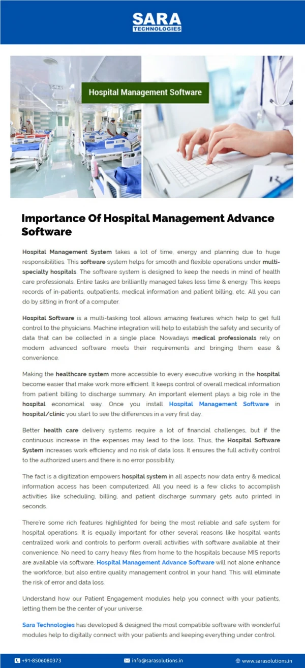 Importance Of Hospital Management Advance Software
