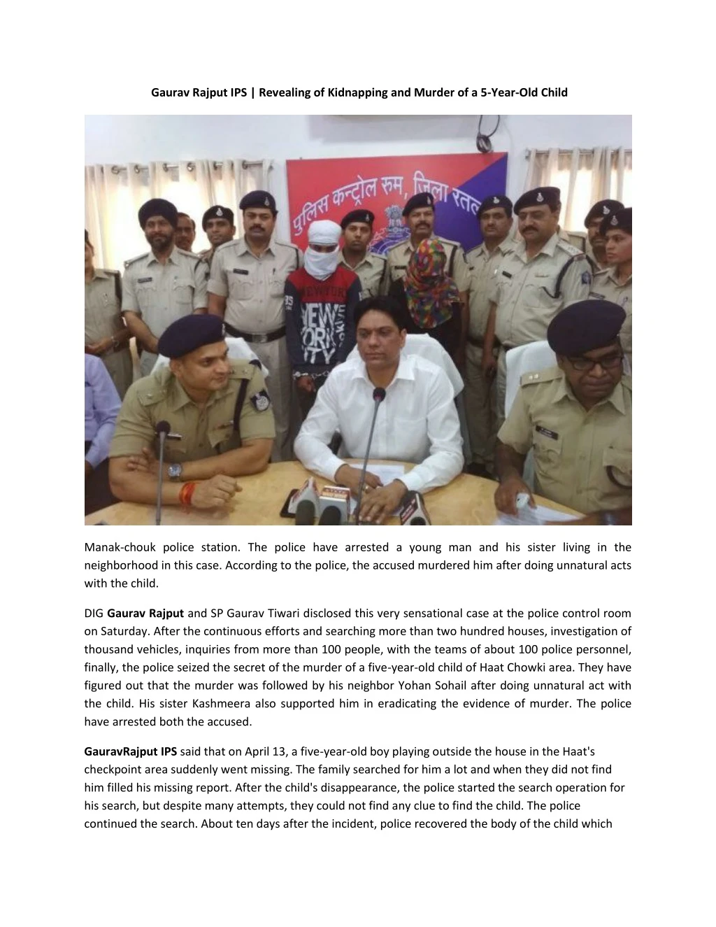 gaurav rajput ips revealing of kidnapping