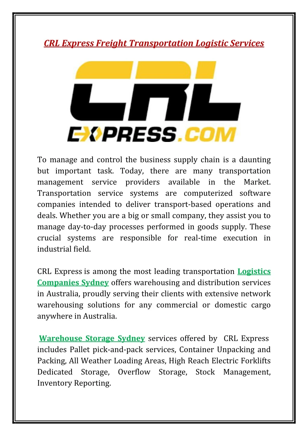 crl express freight transportation logistic