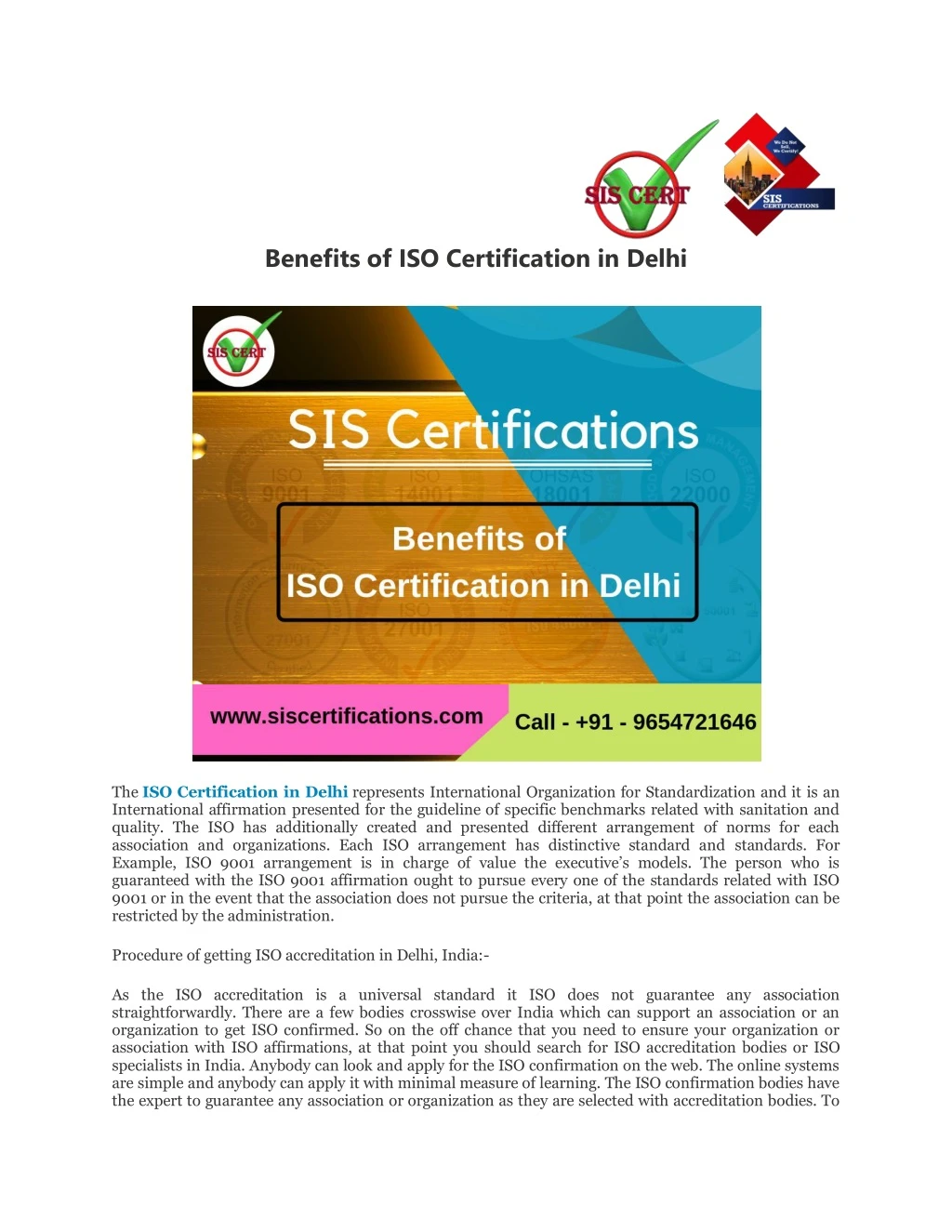 benefits of iso certification in delhi