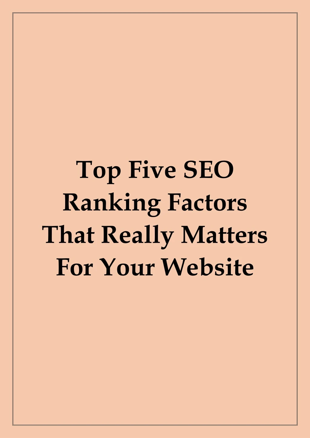 top five seo ranking factors that really matters
