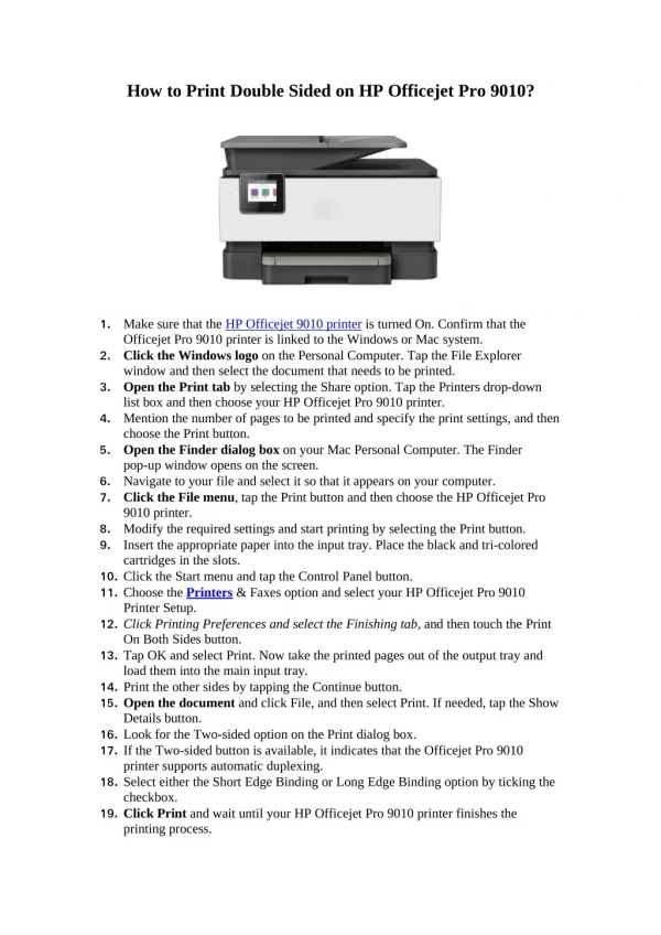 How to Print Double-Sided on HP Officejet Pro 9010?