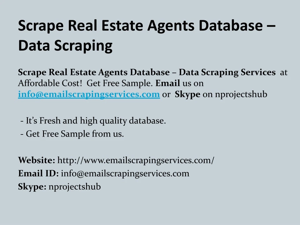 scrape real estate agents database data scraping