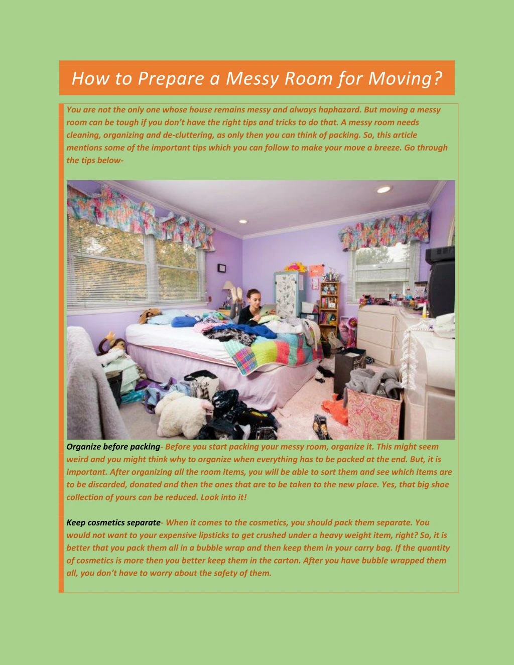 how to prepare a messy room for moving
