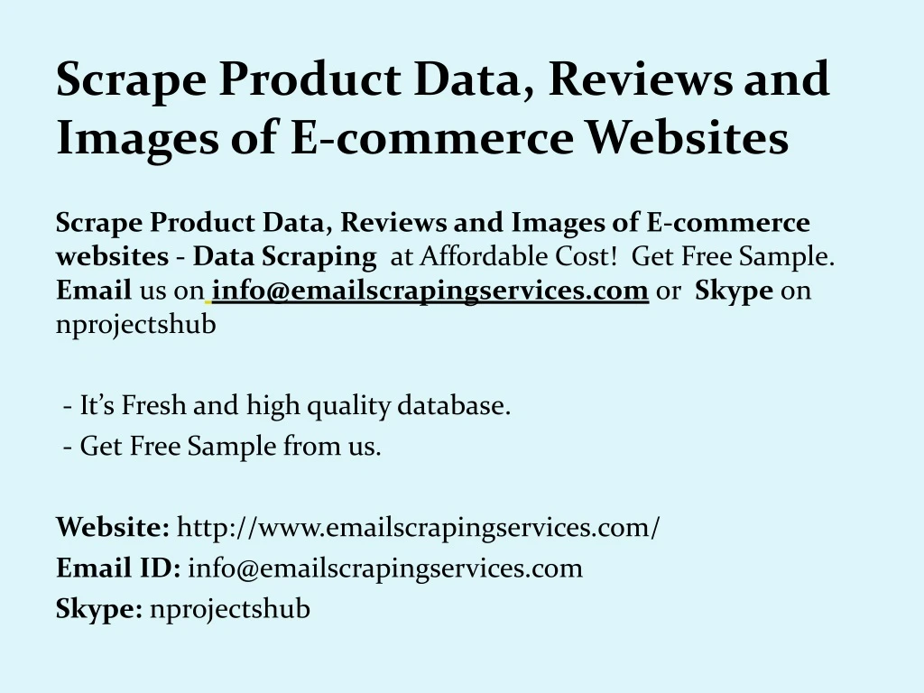 scrape product data reviews and images of e commerce websites