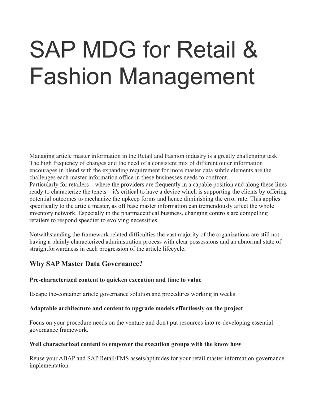 sap mdg for retail fashion management