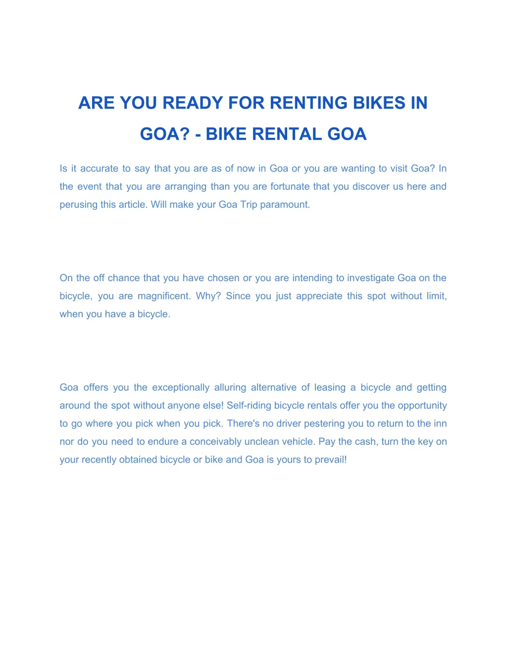are you ready for renting bikes in
