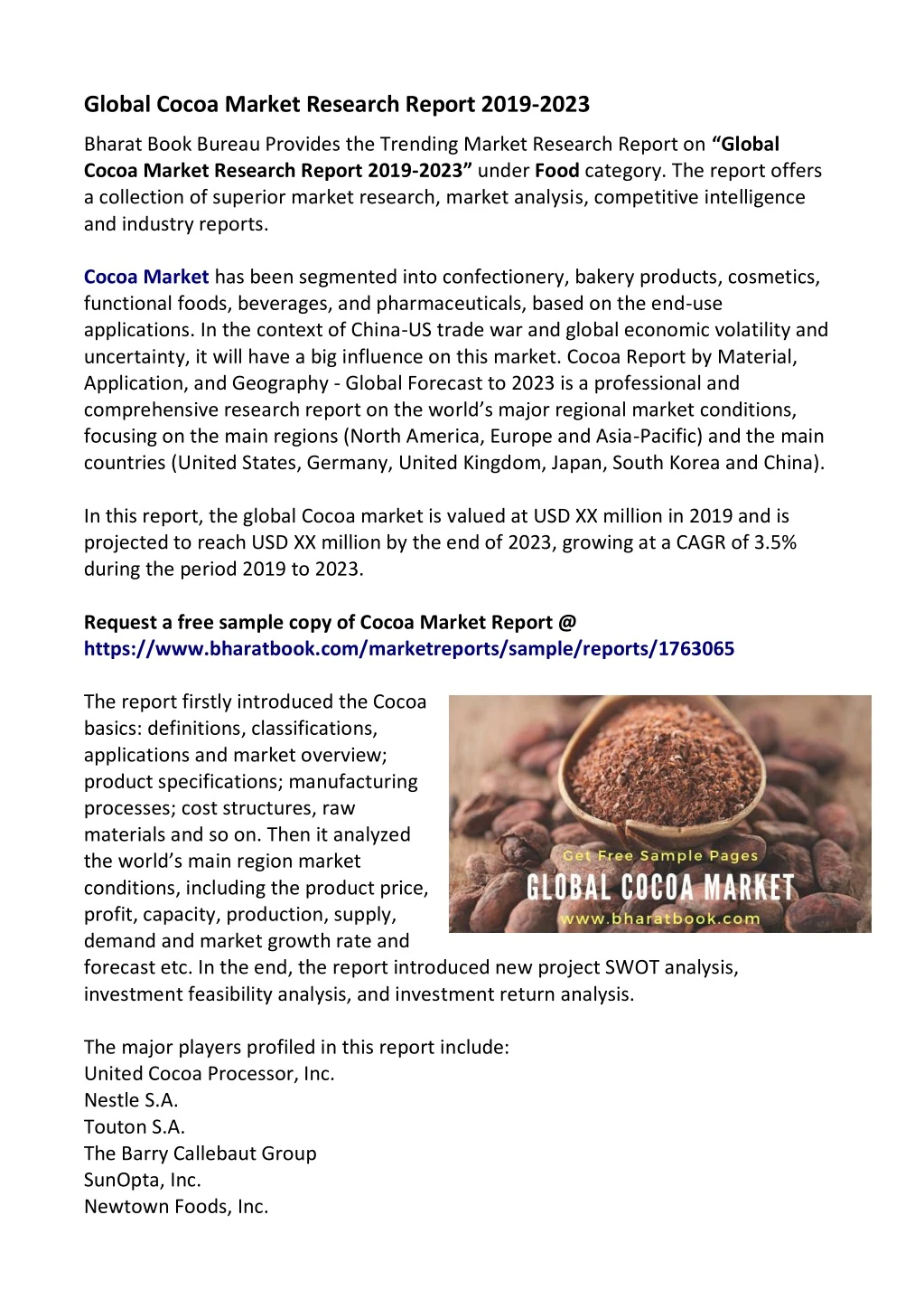 global cocoa market research report 2019 2023