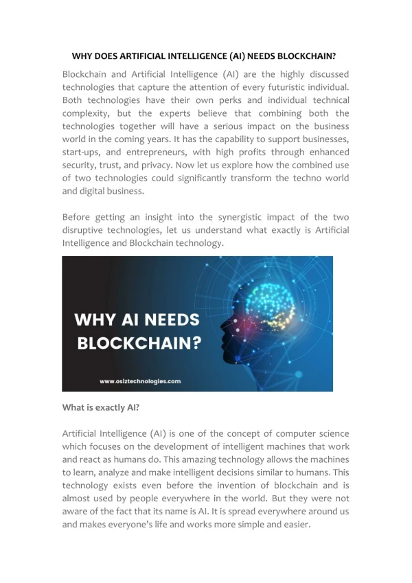 Artificial Intelligence in Blockchain