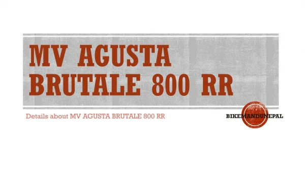 MV Augusta Brutale 800 RR
