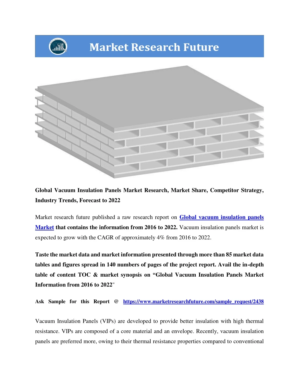 global vacuum insulation panels market research