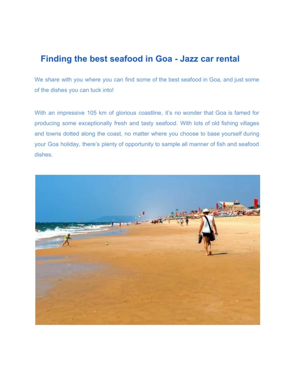 Finding the best seafood in Goa - Jazz car rental