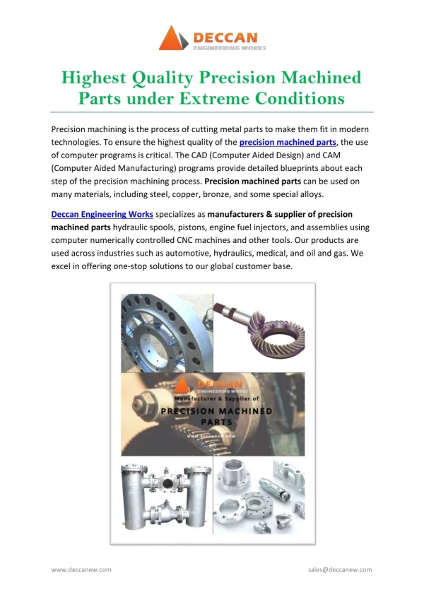 Highest Quality Precision Machined Parts under Extreme Conditions