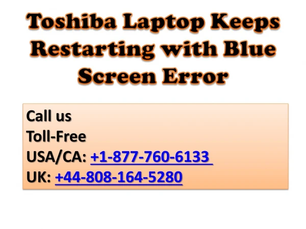 Toshiba Laptop Keeps Restarting with Blue Screen Error