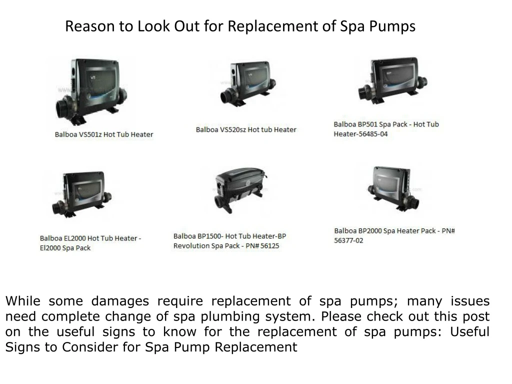 reason to look out for replacement of spa pumps