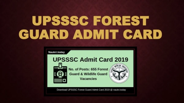 UPSSSC Forest Guard Admit Card 2019 Wildlife Guard Written Exam Date