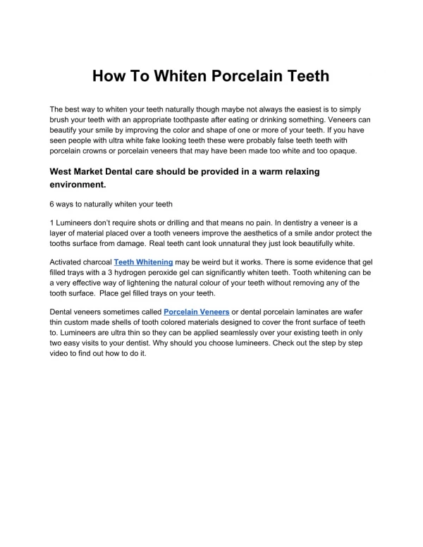 How To Whiten Porcelain Teeth