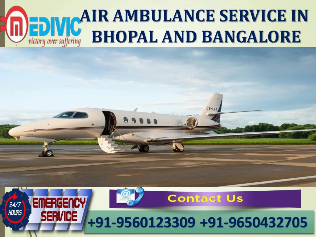 air ambulance service in bhopal and bangalore