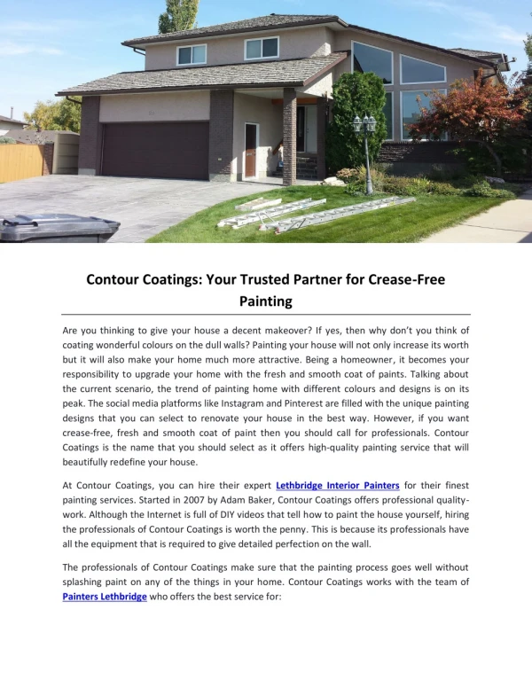 Contour Coatings: Your Trusted Partner for Crease-Free Painting