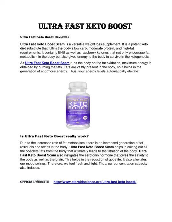 Ultra Fast Keto Boost Reviews