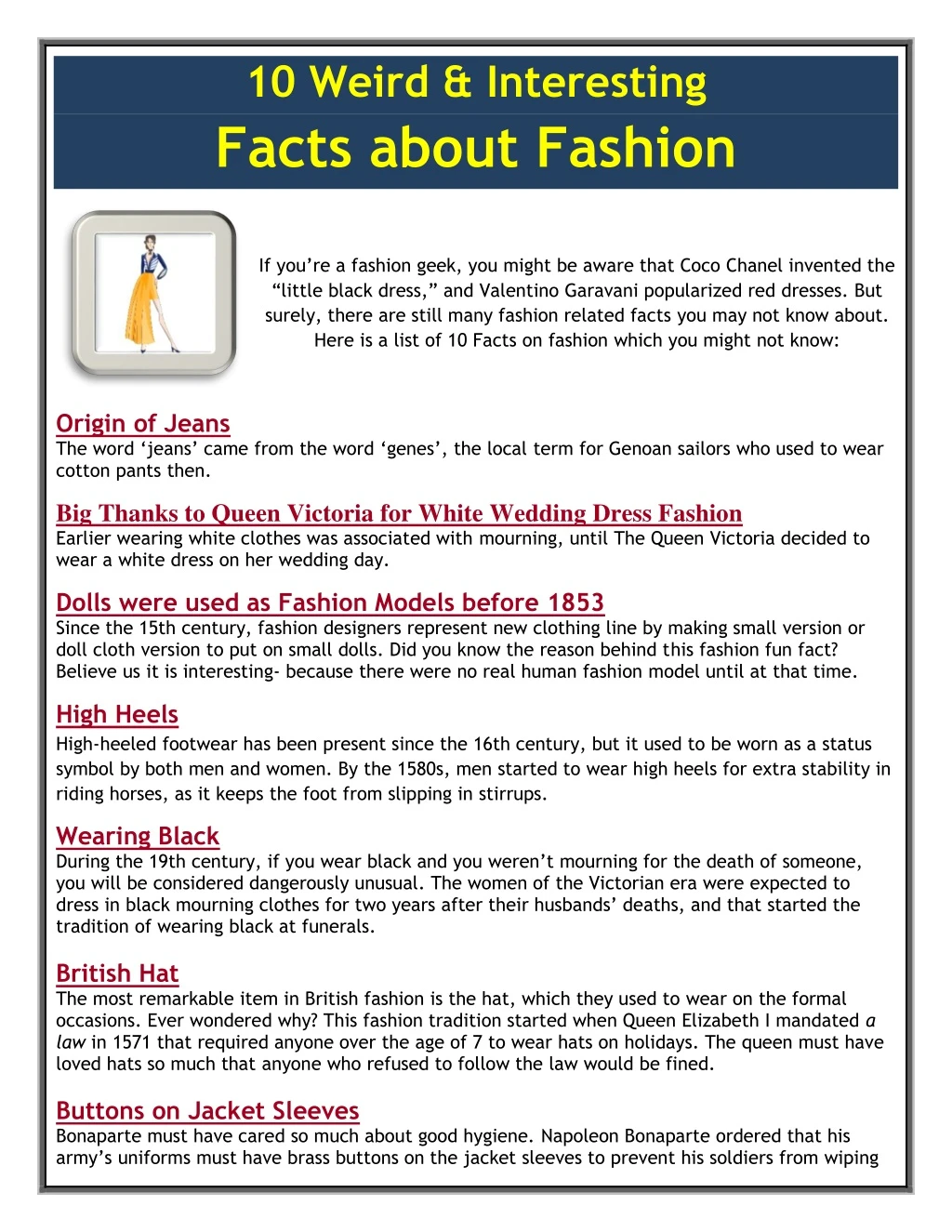 10 weird interesting facts about fashion
