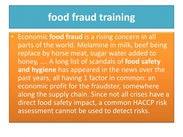 Food Fraud Training