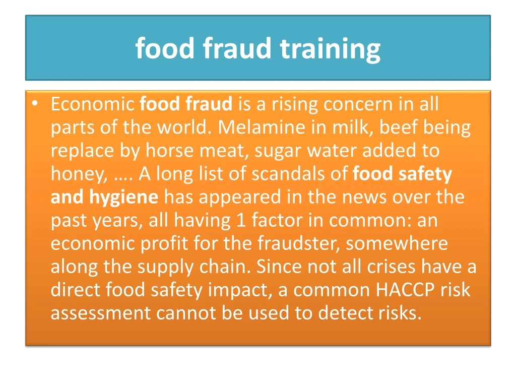 food fraud training