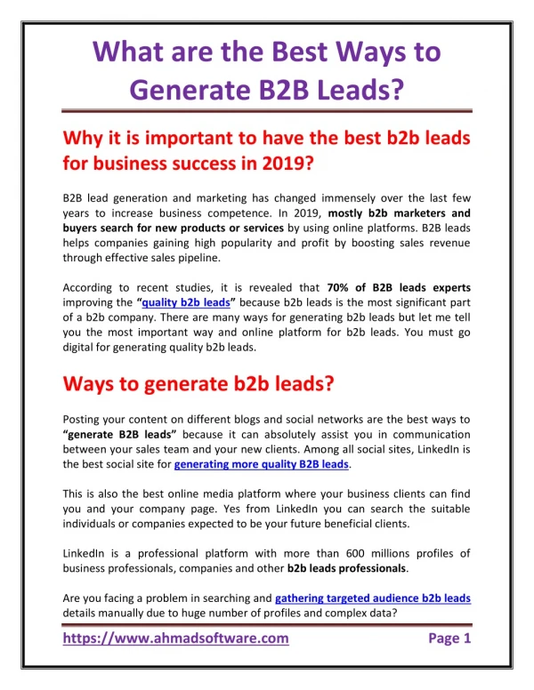 What are the Best Ways to Generate B2B Leads