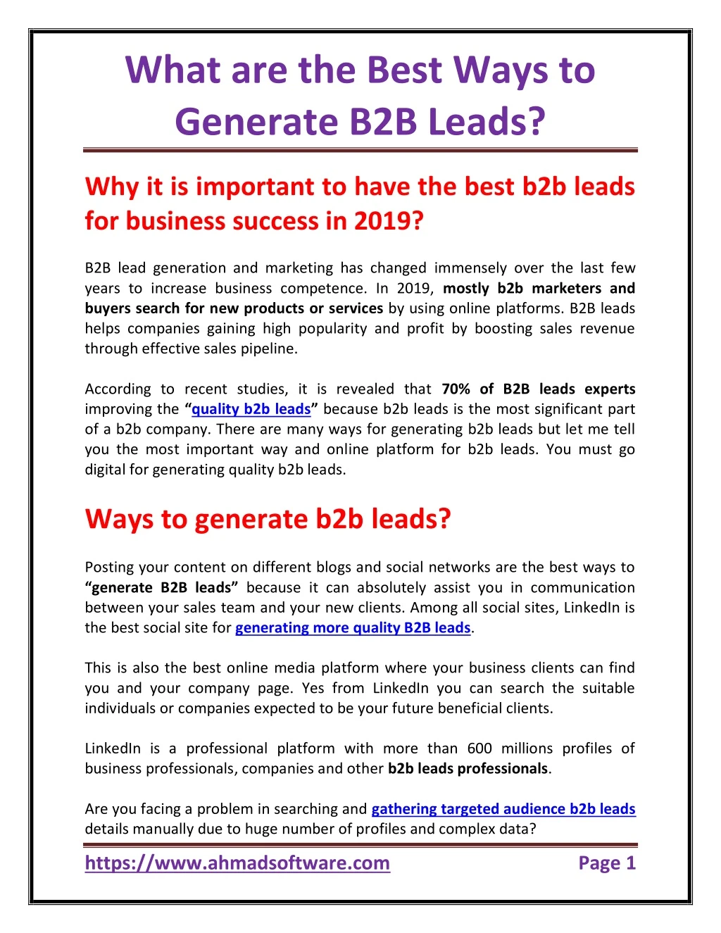 what are the best ways to generate b2b leads