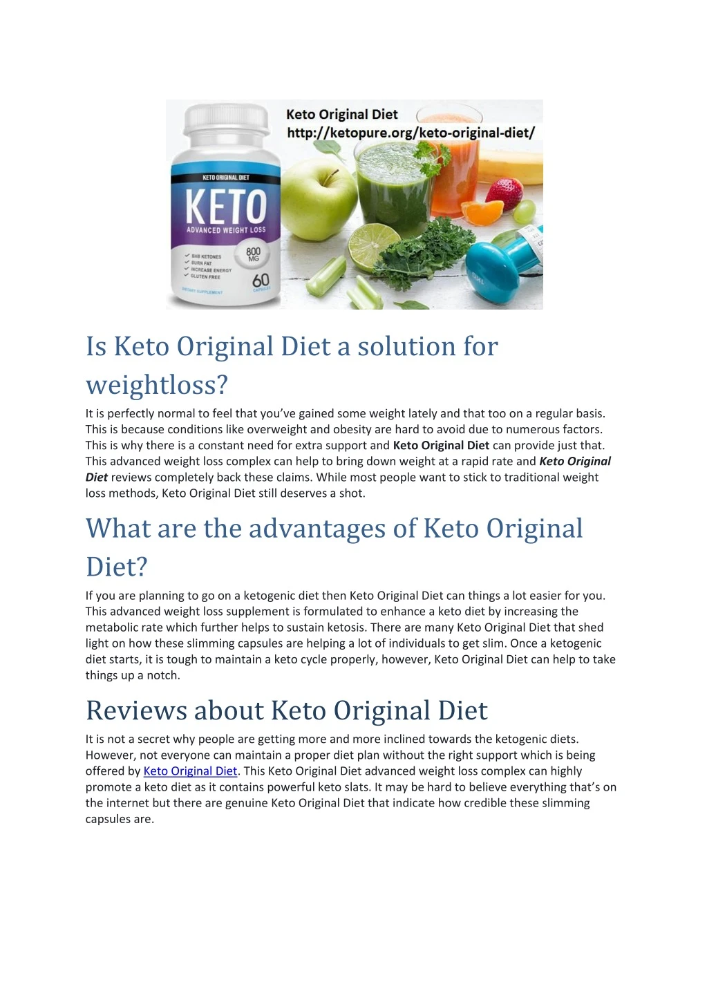 is keto original diet a solution for weightloss