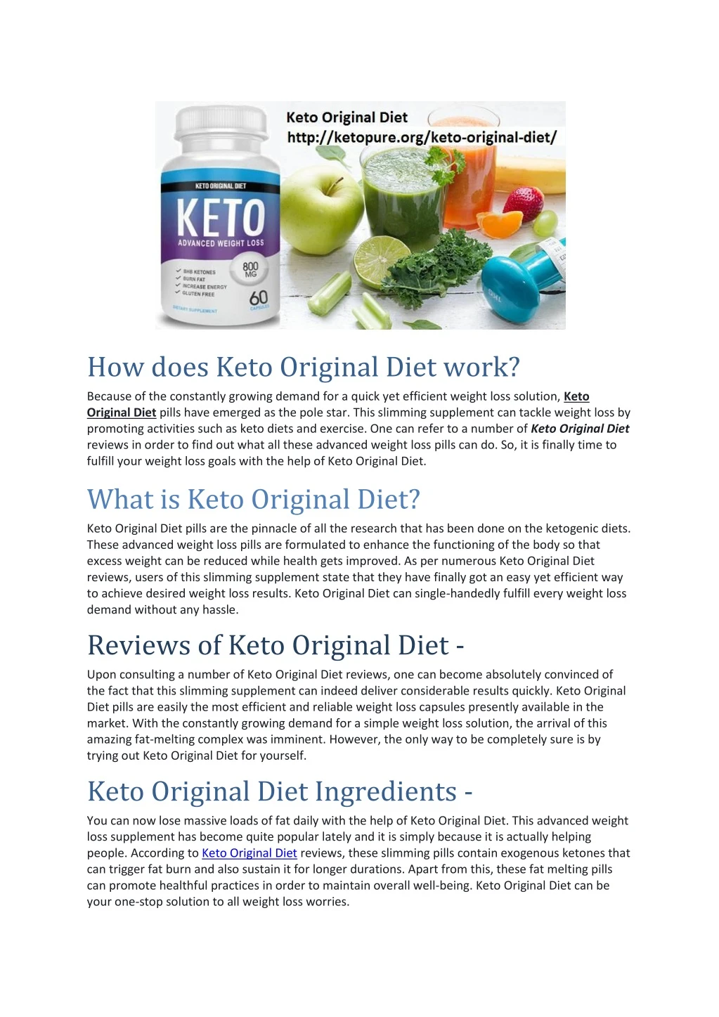 how does keto original diet work