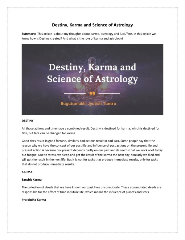 Destiny, Karma and Science of Astrology-converted