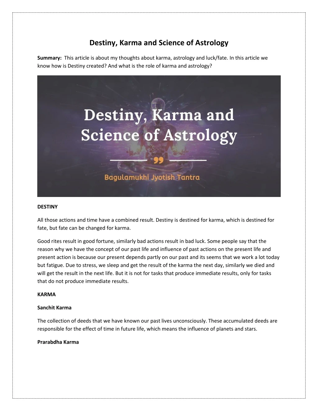destiny karma and science of astrology