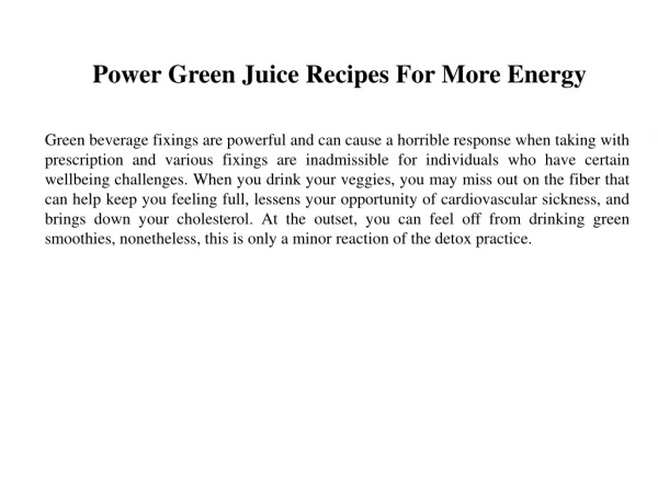 Power Green Juice Recipes For More Energy