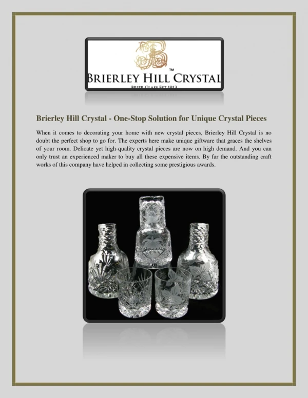Brierley Hill Crystal - One-Stop Solution for Unique Crystal Pieces