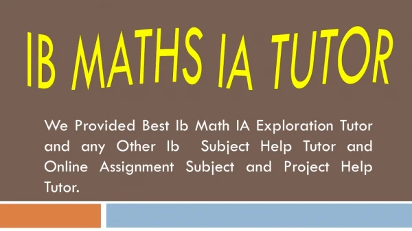 Ib Maths IA Topics and Ideas Tutor