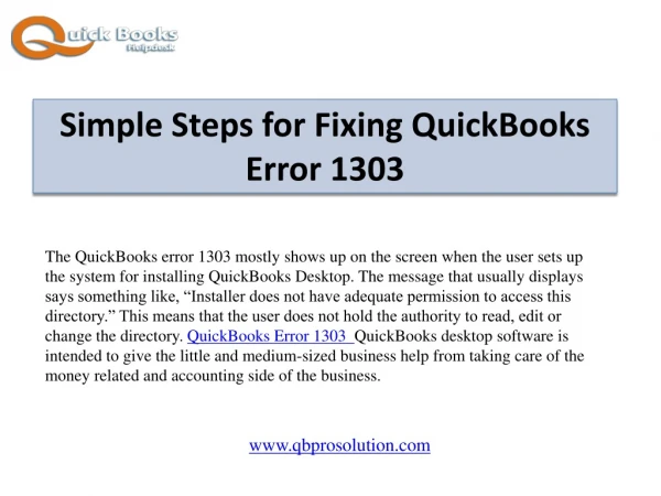 Simple Steps for Fixing QuickBooks Error 1303