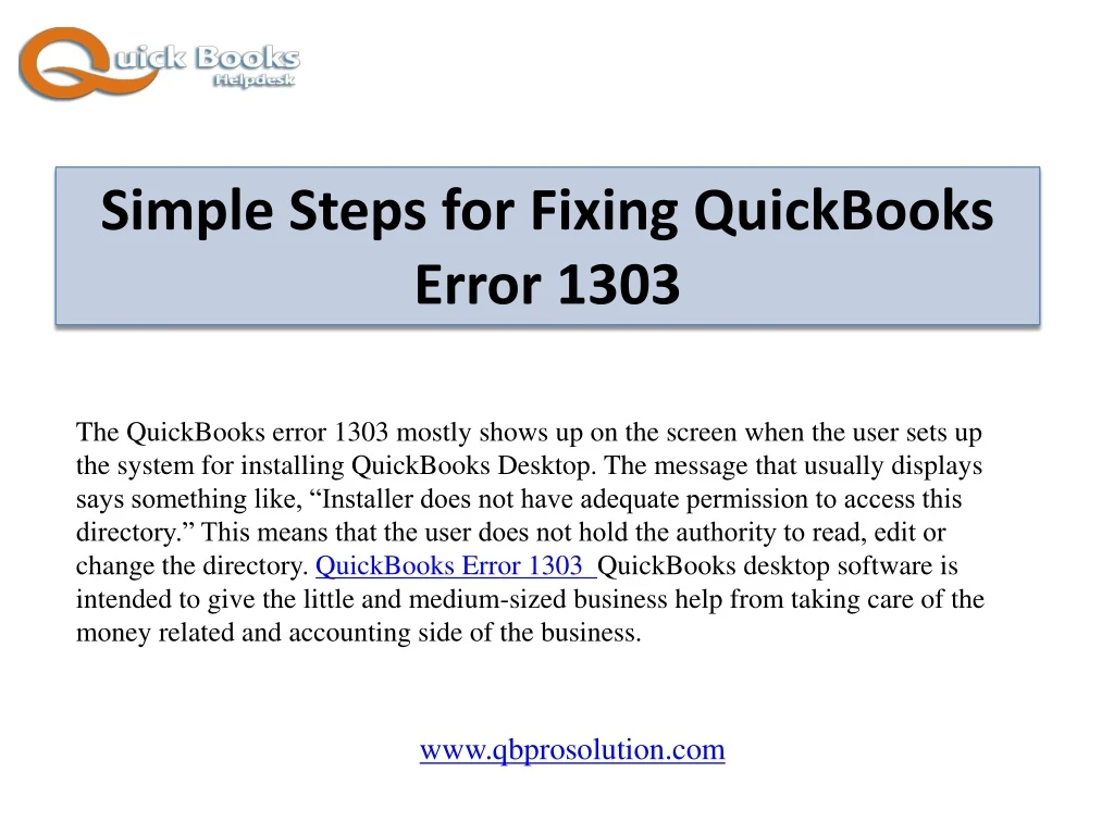 simple steps for fixing quickbooks error 1303