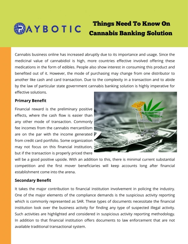 Things Need To Know On Cannabis Banking Solution
