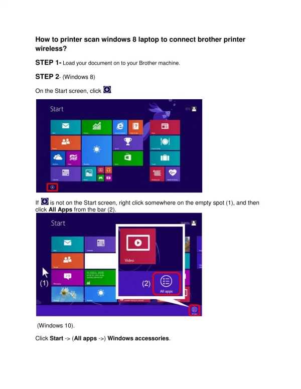 How to printer scan windows 8 laptop to connect brother printer wireless?