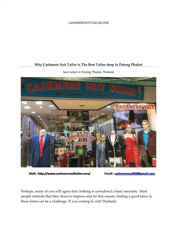 Why Cashmere Suit Tailor is The Best Tailor shop in Patong Phuket