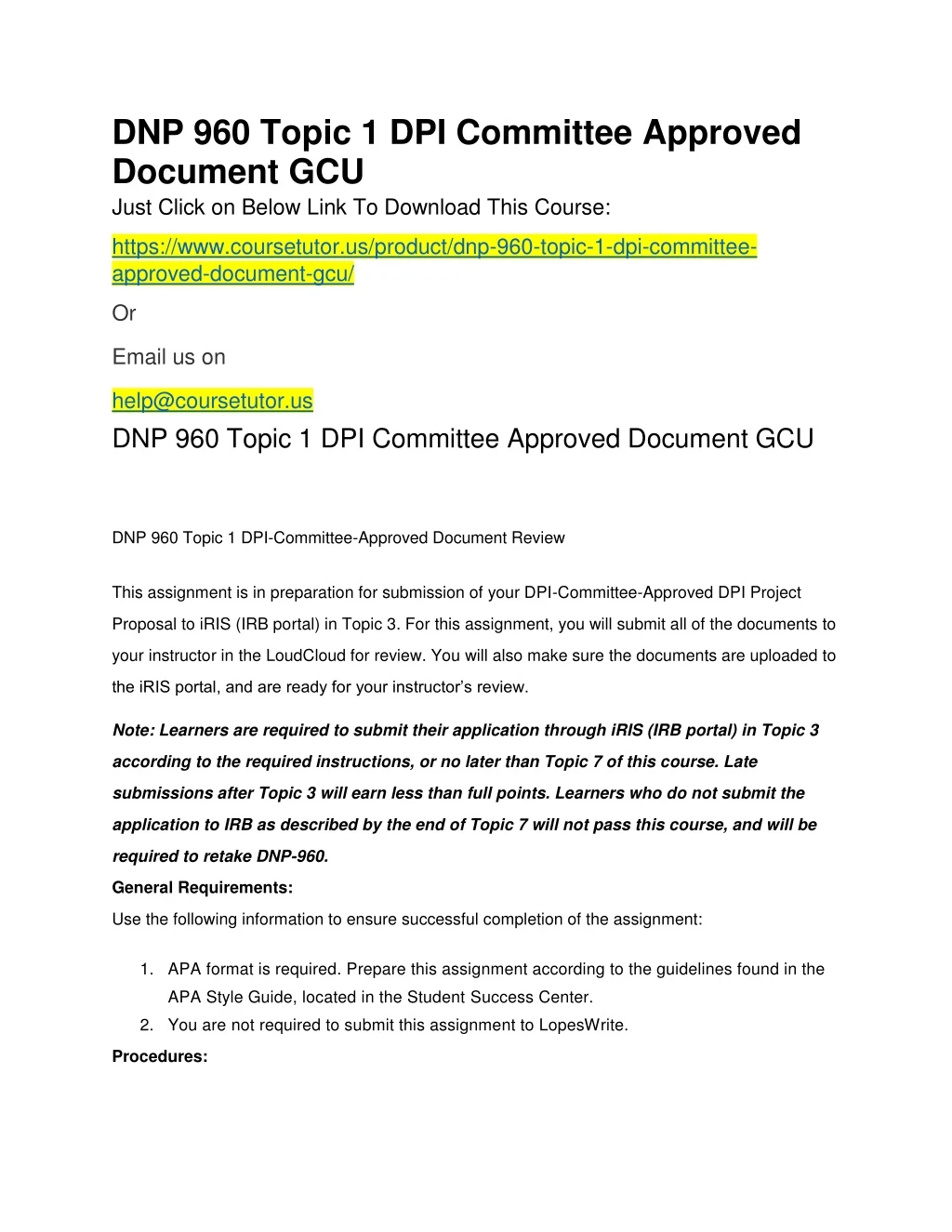 dnp 960 topic 1 dpi committee approved document